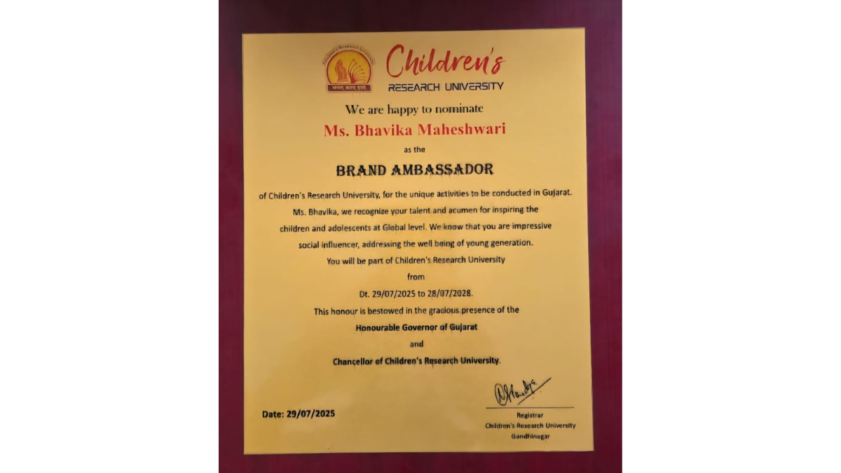 16-year-old Bhavika Maheshwari Becomes Brand Ambassador of Children’s Research University - PNN