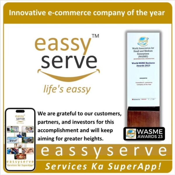 eassyserve awarded “Innovative E-commerce Company of the Year” at World MSME Business Summit 2023
