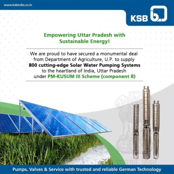 KSB Limited secures prestigious LOA for Solar Water Pumping Systems Under PM-KUSUM III Scheme