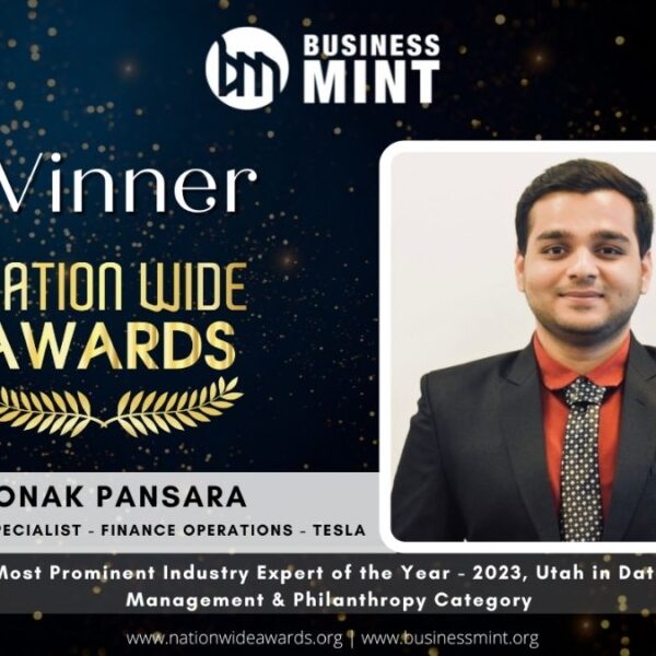 Ronak Pansara Honored as Most Prominent Industry Expert of the Year – 2023, Utah by Business Mint: A Visionary in Data Management and Philanthropy