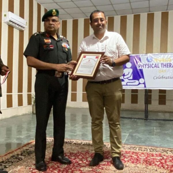 Dr. Rajeev Singh Patna received gold medal for his better work in the field of physiotherapy