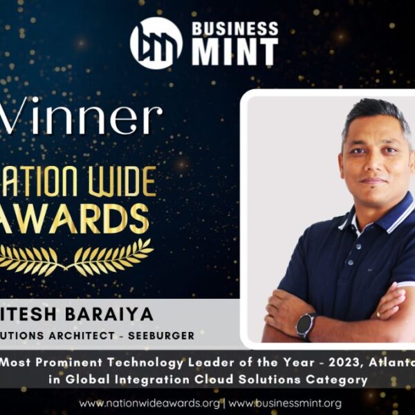 Hitesh Baraiya Honored as the Most Prominent Technology Leader of the Year – 2023, Atlanta in Global Integration Cloud Solutions Category by Business Mint