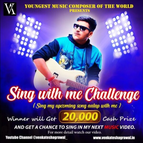 Venkatesh Agrawal Challenges the World to Sing His Upcoming Song Aalap with Him, Offering a 20,000 Cash Prize and a Chance to Star in His Next Music Video