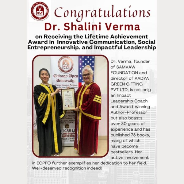 Dr. Shalini Verma on a Lifoholic Voyage, Driving Green Education and Societal Transformation