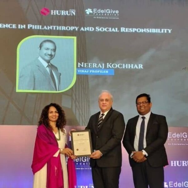 Mr. Neeraj Raja Kochhar, CMD Viraj Profiles pvt Limited, honoured at the India Philanthropy Awards 2024
